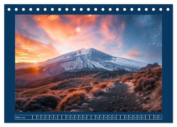 Produktbild: Lebendige Feuerberge - Fantastisch durch eine KI in Szene gesetzt (Tischkalender 2026 DIN A5 quer), CALVENDO Monatskalender