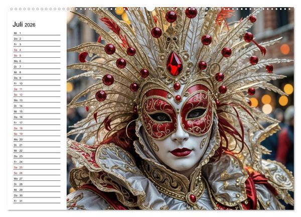 Produktbild: M&auml;rchenhafte Maskerade KI - Karnevalserlebnis in Venedig (Wandkalender 2026 DIN A2 quer), CALVENDO Monatskalender