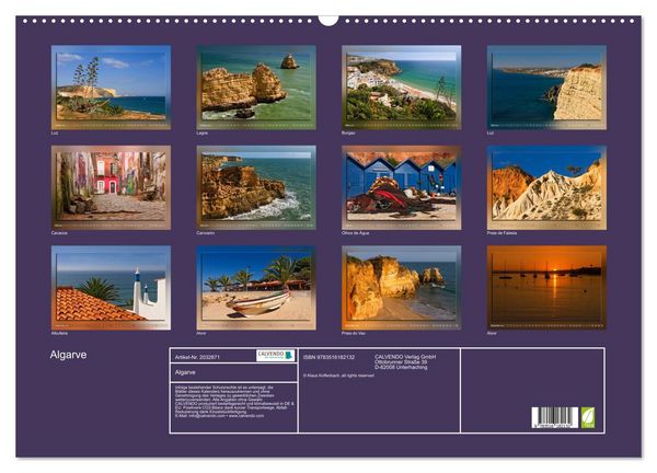 Produktbild: Algarve (Wandkalender 2026 DIN A2 quer), CALVENDO Monatskalender