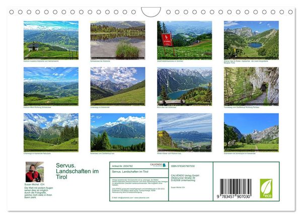 Produktbild: Servus. Landschaften im Tirol (Wandkalender 2026 DIN A4 quer), CALVENDO Monatskalender