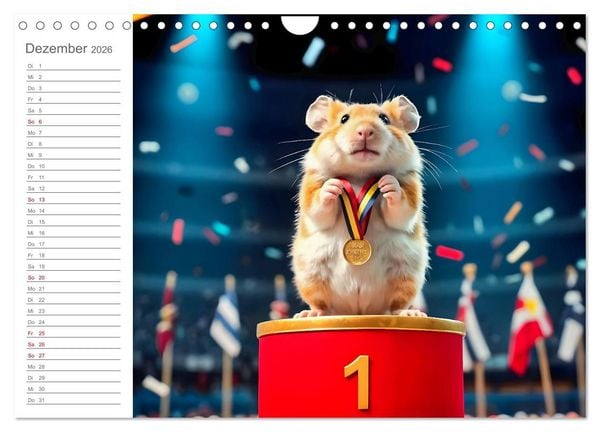 Produktbild: Hamster Olympiade - Der flauschigste Wettkampf des Jahres (Wandkalender 2026 DIN A4 quer), CALVENDO Monatskalender