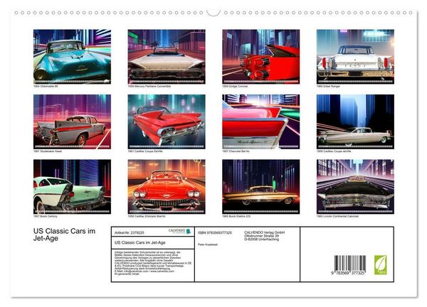 Produktbild: US Classic Cars im Jet-Age (hochwertiger Premium Wandkalender 2027 DIN A2 quer), Kunstdruck in Hochglanz