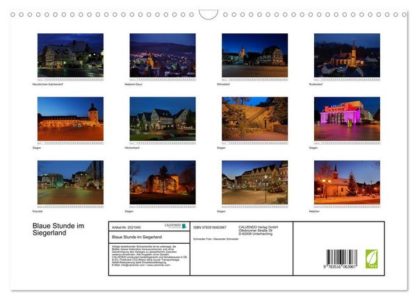 Produktbild: Blaue Stunde im Siegerland (Wandkalender 2026 DIN A3 quer), CALVENDO Monatskalender