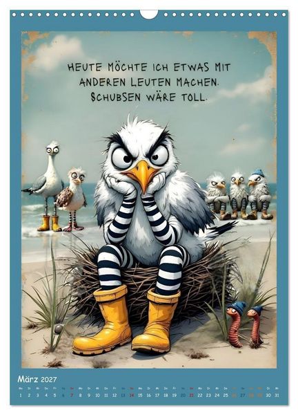 Produktbild: B&ouml;se M&ouml;wen (Wandkalender 2027 DIN A3 hoch), CALVENDO Monatskalender