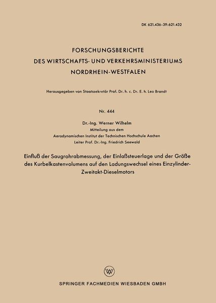 Produktbild: Einflu der Saugrohrabmessung, der Einlasteuerlage und der Groe des Kurbelkastenvolumens auf den Ladungswechsel eines Einzylinder-Zweitakt-Dieselmotors