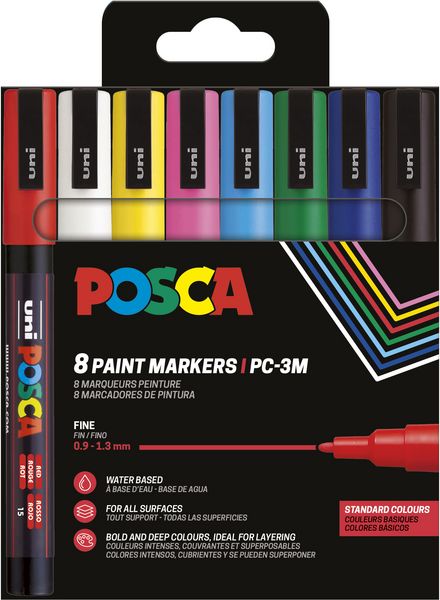 Produktbild: uni POSCA Marker PC-3M 0,9-1,3mm 8 St&uuml;ck