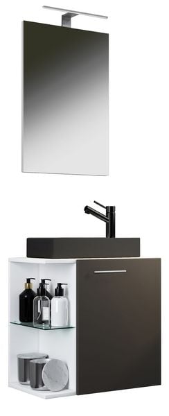 Produktbild: 3-tlg Waschtisch Hausa Spiegel Toilette Schwarz