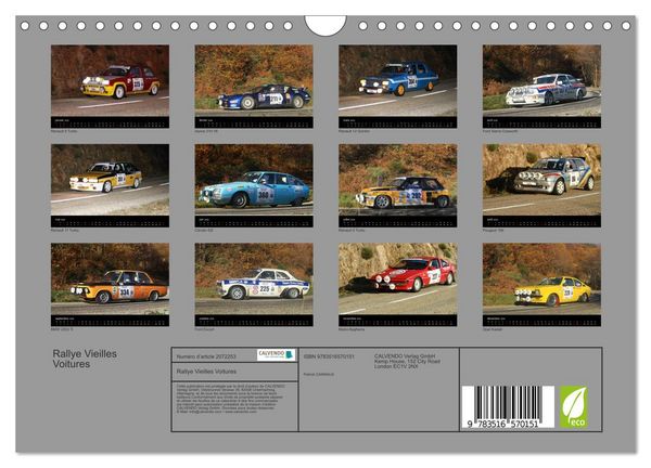 Produktbild: Rallye Vieilles Voitures (Calendrier mural 2026 DIN A4 vertical), CALVENDO calendrier mensuel