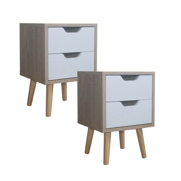 HTI-Living Nachttisch 2 Schubladen 2er-Set Thekla Sonoma Weiß