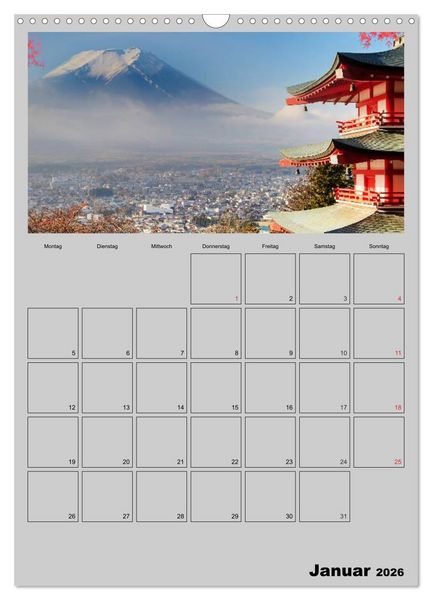 Produktbild: Wundervolles Japan (Wandkalender 2026 DIN A3 hoch), CALVENDO Monatskalender