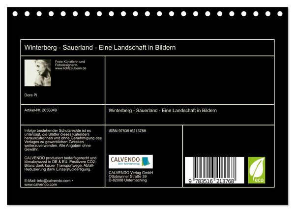 Produktbild: Winterberg - Sauerland - Eine Landschaft in Bildern (Tischkalender 2026 DIN A5 quer), CALVENDO Monatskalender
