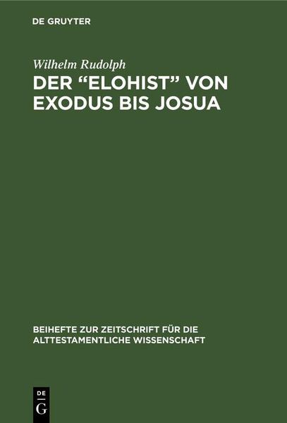 Produktbild: Der "Elohist" von Exodus bis Josua