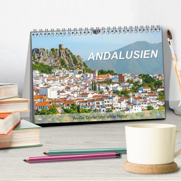 Produktbild: Andalusien - Wei&szlig;e D&ouml;rfer und wilde Natur (Tischkalender 2026 DIN A5 quer), CALVENDO Monatskalender
