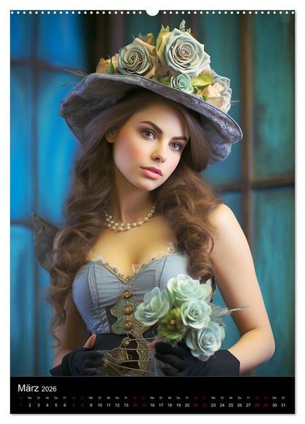 Produktbild: Steampunk. Faszinierend sch&ouml;ne Frauenportraits (hochwertiger Premium Wandkalender 2026 DIN A2 hoch), Kunstdruck in Hochglanz