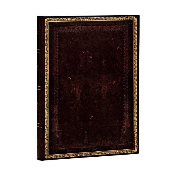 Produktbild: Hardcover Notizbuch Schwarzes Marokkoleder, Midi, Liniert