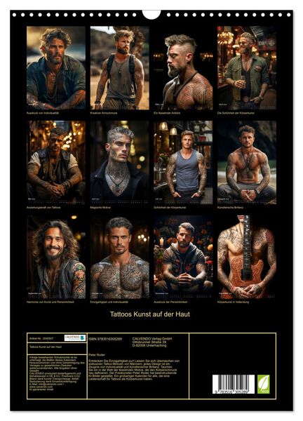 Produktbild: Tattoos Kunst auf der Haut (Wandkalender 2026 DIN A3 hoch), CALVENDO Monatskalender