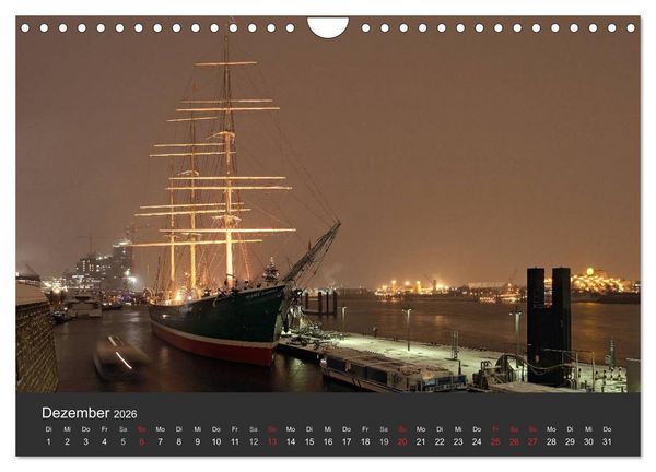 Produktbild: Hamburger Hafen bei Nacht (Wandkalender 2026 DIN A4 quer), CALVENDO Monatskalender