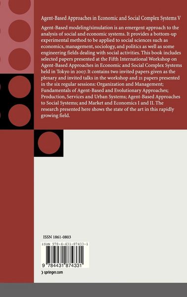 Produktbild: Agent-Based Approaches in Economic and Social Complex Systems V