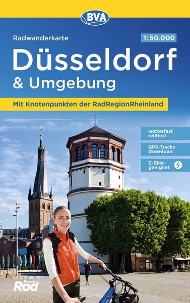 Produktbild: BVA Radwanderkarte D&uuml;sseldorf & Umgebung mit Knotenpunkten der RadRegionRheinland 1:50.000