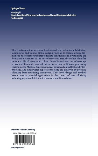 Produktbild: Bionic Functional Structures by Femtosecond Laser Micro/nanofabrication Technologies