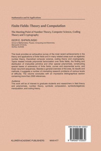Produktbild: Finite Fields: Theory and Computation