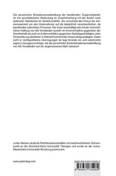 Produktbild: Pers&ouml;nliche Schadensersatzhaftung von Vorstandsmitgliedern einer Aktiengesellschaft f&uuml;r Kartellverst&ouml;&szlig;e