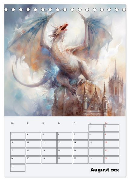 Produktbild: Drachenland. Gef&uuml;rchtete Fabelwesen im Gotik-Stil (Tischkalender 2026 DIN A5 hoch), CALVENDO Monatskalender