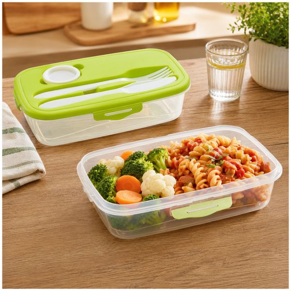 Produktbild: neuetischkultur 6er Set Frischhaltedosen mit Besteck und Dressingdose Meal Prep Boxen