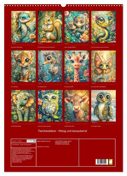 Produktbild: Tiercharaktere - Witzig und bezaubernd (Wandkalender 2026 DIN A2 hoch), CALVENDO Monatskalender