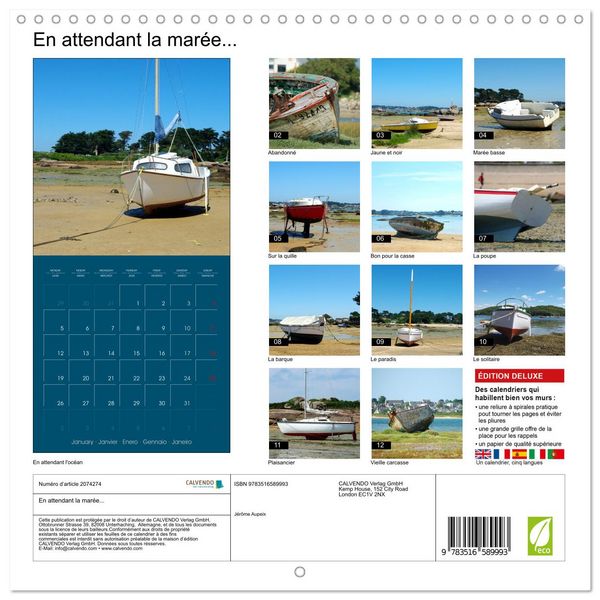 Produktbild: En attendant la mar&eacute;e... (Calendrier mural carr&eacute; 2026 30x30 cm) Calendrier double avec une page pour vos prises de notes