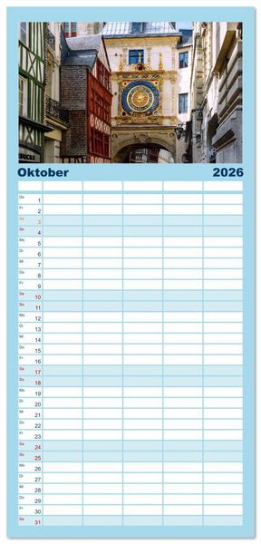 Produktbild: Familienplaner 2026 - Normandie. Poesie in Frankreichs Norden mit 5 Spalten (Wandkalender, 21 x 45 cm) CALVENDO