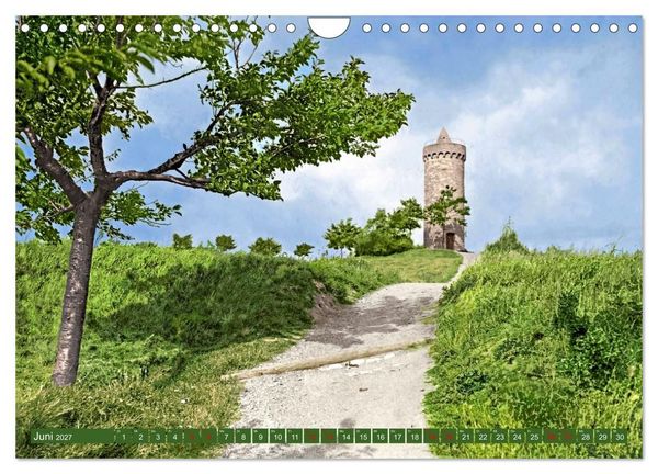 Produktbild: Aschersleben um 1900 &ndash; Auf der alten Burg - Kolorierte Schwarzwei&szlig;fotos (Wandkalender 2027 DIN A4 quer), CALVENDO Monatskalender