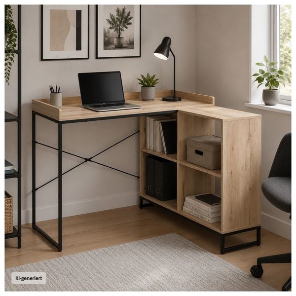 Produktbild: HTI-Living Eckschreibtisch mit Regal Cedrik Artisaneiche-Schwarz
