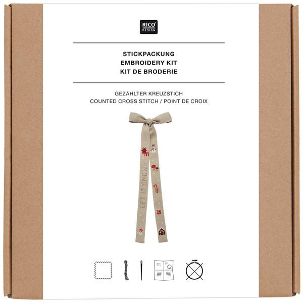 Produktbild: Stickpackung Gez&auml;hlter Kreuzstich, Schleife Let it Snow, 4x