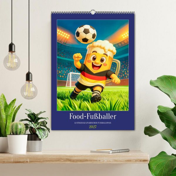 Produktbild: Food‑Fu&szlig;baller - Lustiger kulinarischer Fu&szlig;ballspa&szlig; (Wandkalender 2027 DIN A2 hoch), CALVENDO Monatskalender