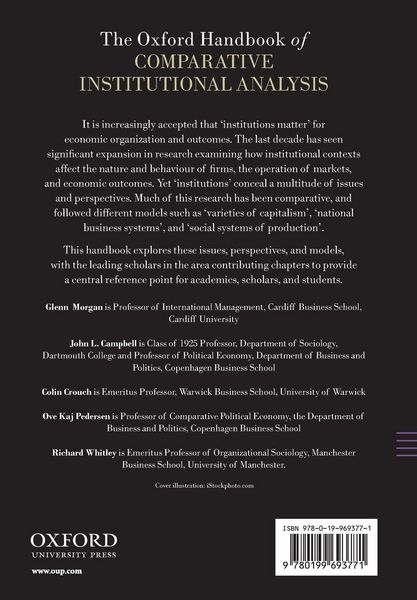 Produktbild: The Oxford Handbook of Comparative Institutional Analysis