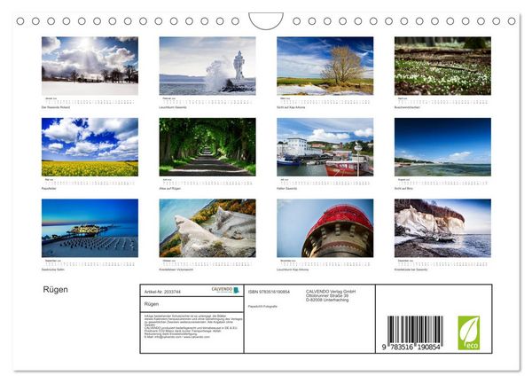 Produktbild: R&uuml;gen (Wandkalender 2026 DIN A4 quer), CALVENDO Monatskalender