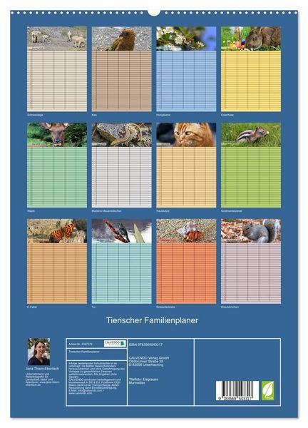 Produktbild: Tierischer Familienplaner (hochwertiger Premium Wandkalender 2027 DIN A2 hoch), Kunstdruck in Hochglanz