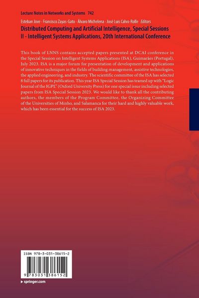 Produktbild: Distributed Computing and Artificial Intelligence, Special Sessions II - Intelligent Systems Applications, 20th International Conference
