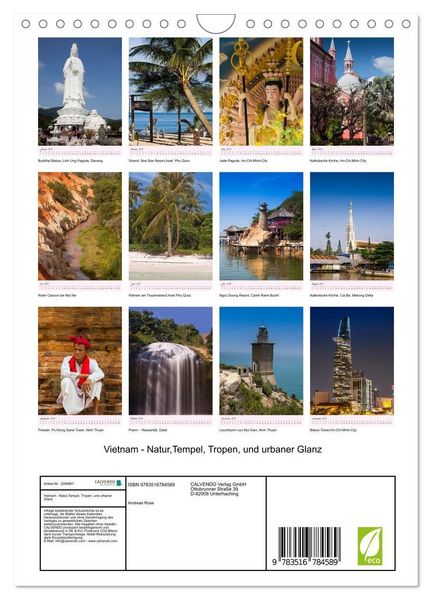 Produktbild: Vietnam - Natur,Tempel, Tropen, und urbaner Glanz (Wandkalender 2027 DIN A4 hoch), CALVENDO Monatskalender