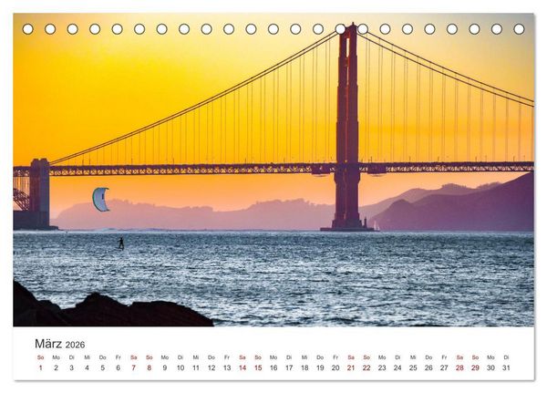 Produktbild: Golden Gate Bridge - Das ber&uuml;hmte Wahrzeichen von San Francisco. (Tischkalender 2026 DIN A5 quer), CALVENDO Monatskalender