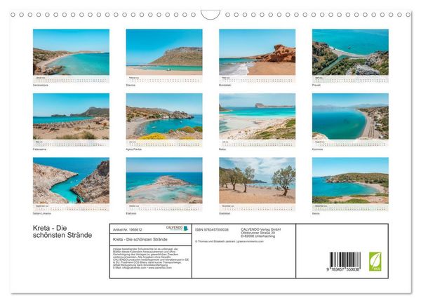 Produktbild: Kreta - Die sch&ouml;nsten Str&auml;nde (Wandkalender 2026 DIN A3 quer), CALVENDO Monatskalender
