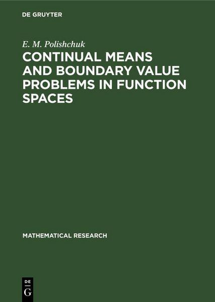 Produktbild: Continual Means and Boundary Value Problems in Function Spaces