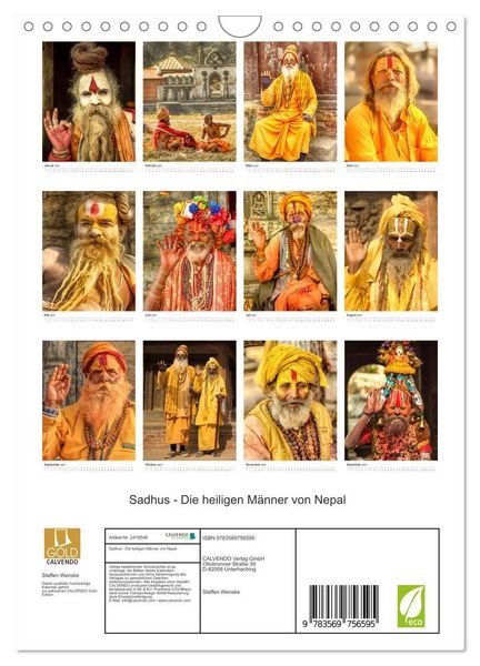 Produktbild: Sadhus - Die heiligen M&auml;nner von Nepal (Wandkalender 2027 DIN A4 hoch), CALVENDO Monatskalender