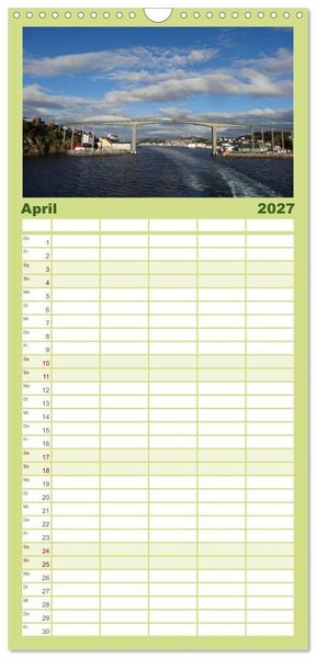 Produktbild: Familienplaner 2027 - Impressionen von Norwegen entlang der Hurtigruten mit 5 Spalten (Wandkalender, 21 x 45 cm) CALVENDO