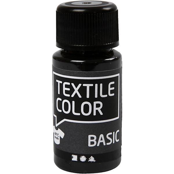 Creativ Company Textilfarbe, Schwarz, 50 ml, 1 Fläschchen