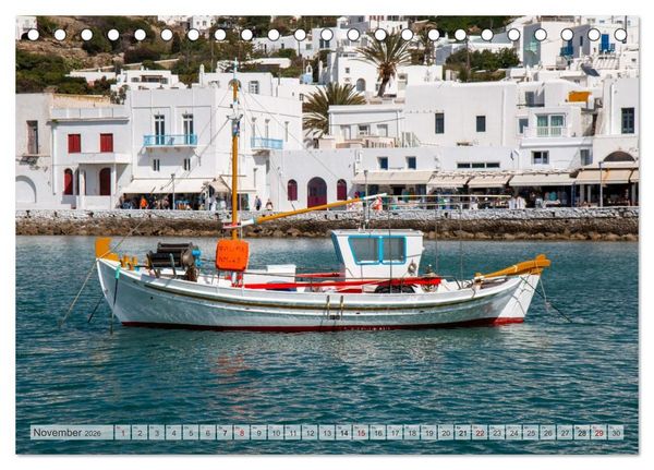 Produktbild: Mykonos - Natur, Meer und wei&szlig;e W&auml;nde (Tischkalender 2026 DIN A5 quer), CALVENDO Monatskalender