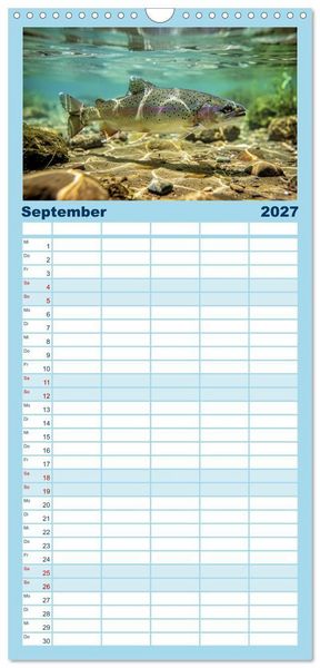 Produktbild: Familienplaner 2027 - Forellen im Fluss mit 5 Spalten (Wandkalender, 21 x 45 cm) CALVENDO
