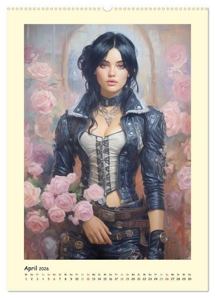 Produktbild: Sch&ouml;ne Steampunk Girls. Retro-&Auml;sthetik im Aquarell-Stil (Wandkalender 2026 DIN A2 hoch), CALVENDO Monatskalender