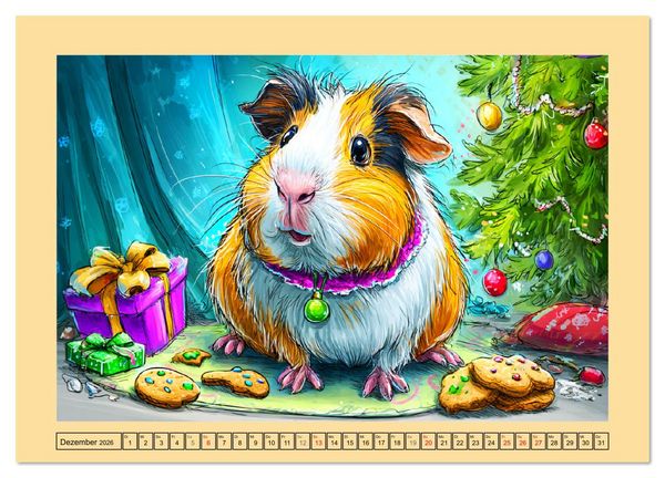 Produktbild: Niedliche Meerschweinchen. Zauberhafte Cartoons mit Witz und Charme (hochwertiger Premium Wandkalender 2026 DIN A2 quer), Kunstdruck in Hochglanz